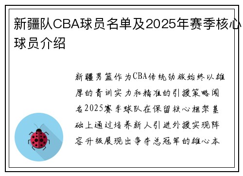 新疆队CBA球员名单及2025年赛季核心球员介绍